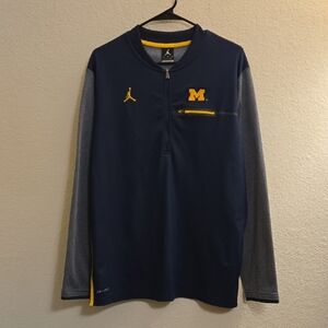 Jordan University of Michigan 1/4-Zip - Navy & Gray - Large